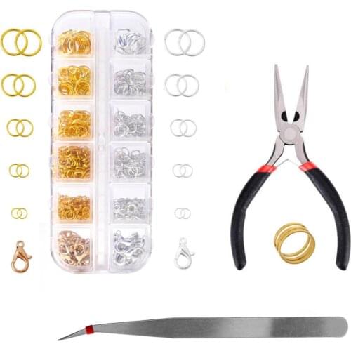 12grid/lot Open Jump Rings Split Rings Lobster Clasps Pliers Set for Jewelry Findings Making Jewelry Accessories Set Wholesale