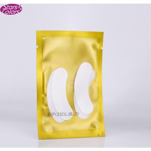 Hot sell 200 pairs/box Eye pads for eyelash extension Lint free eye gel patches gold bag Eye Sticker Make Up Tools