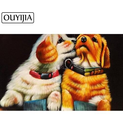 OUYIJIA Animal Dog 5D DIY Diamond Painting Full Square Rhinestone Home Decoration Diamond Cross Stitch Mosaic Embroidery