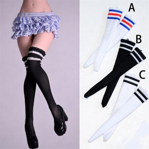 1/6 Scale Sexy Female Girl Woman White Long Stockings Student Socks for 12" inches Lady PH Large Bust Body Figure Accesories