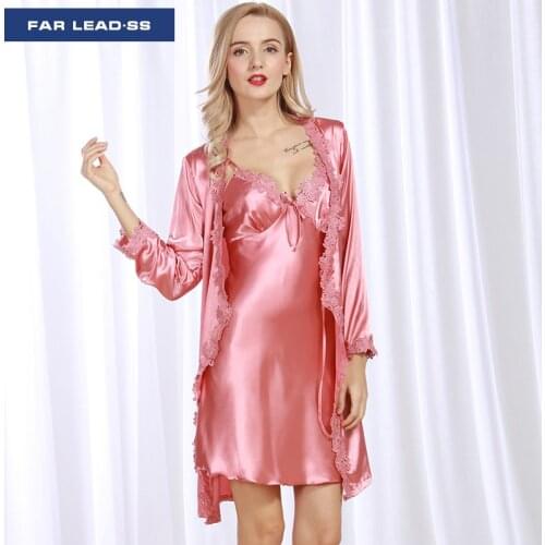 Women pajama sets Fashion sexy nightgown suit High-end embroidery bathrobe Night dress Sleepshirts Lingerie Sleepwear Robe sets