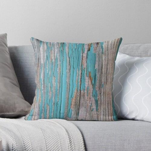 Shabby rustic weathered wood turquoise Polyester Decor Pillow Case Home Cushion Cover 45*45cm