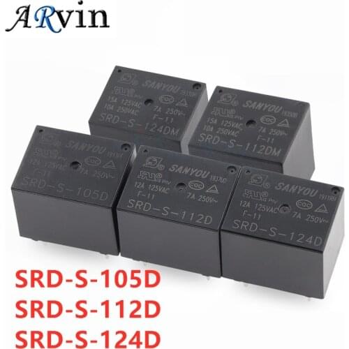 5PCS Power Relay SRD-S-105D 5VDC SRD-S-112D 12VDC SRD-S-124D 24VDC 12A 5PINS DC5V DC12V DC24V 5V 12V 24V