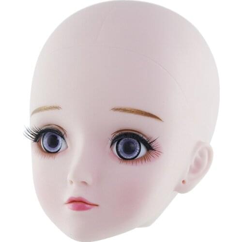 60cm BJD Doll Bald Head Blue Eyeballs Simulation Eyelash Elf Ear 1/3 DIY Naked Body Female Makeup Doll Toys Accessories For Girl