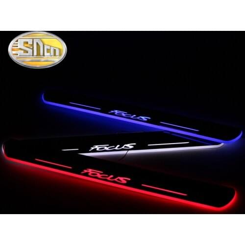 SNCN 4PCS Car LED Door Sill For Ford Focus 2 3 4 MK2 MK3 MK4 Ultra-thin Acrylic Dynamic LED Welcome Light Scuff Plate Pedal