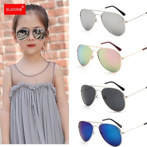 1PC Classic Sunglasses Girls Colorful Sun Glasses Mirror Children Glasses Metal Frame Kids Boys Travel Shopping Eyeglasses UV400