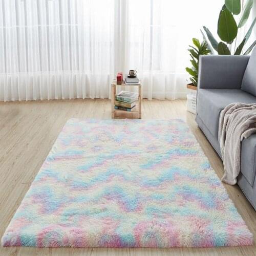 Tie Dyeing Rainbow Colors Carpet Plush Soft Carpets For Bedroom Living Room Anti-slip Floor Mat Kids Room Carpet Rugs Home Decor