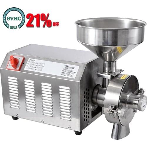 High efficiency commercial Grain Grinder,stainless steelgrinding machine for spices/corn/soybean 20-40KG/h 1420r-min 2500W/3000W