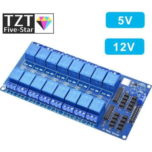 TZT 5V 12V 16 Channel Relay Module for arduino ARM PIC AVR DSP Electronic Relay Plate Belt optocoupler isolation