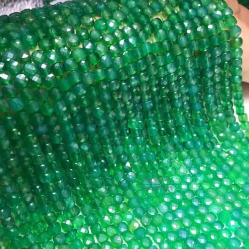 Green agate square faceted 4mm for DIY jewelry making loose beads FPPJ wholesale beads nature gemstone