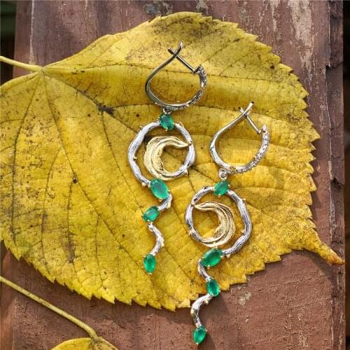 GEMS BALLET Natural Green Agate Earrings 925 Sterling Silver Handmade Statement Fashion Drop Earrings For Women Fine Jewelry