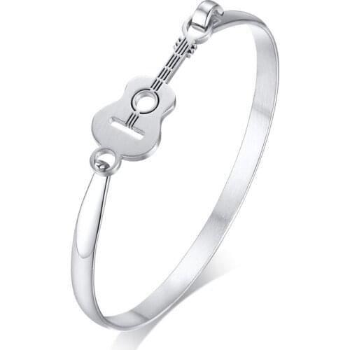 2019 new long 18.5 elegant ladies guitar charm bracelet stainless steel simple wind love music pulse gift accessories B-339