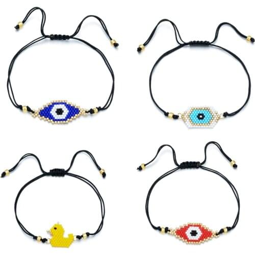 ZMZY New Boho Jewellery Handmade Turkey Fatima Evil Eye Bracelet Rope Beads Miyuki Bracelet Ladies Bracelets Charm Jewelry