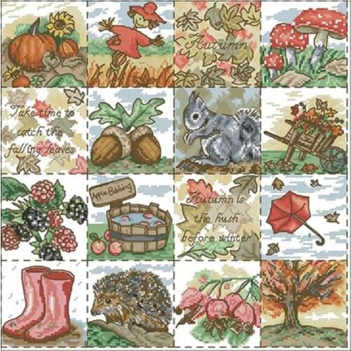 Animal fall patterns Counted Cross Stitch 11CT 14CT 18CT DIY Chinese Cross Stitch Kits Embroidery Needlework Sets home decor