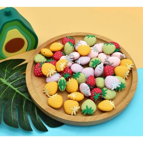 10Pcs/Lot Baby Teething Beads BPA Free Silicone Cartoon Teethers Pacifier Chain Decorations Soothing Teething Toy Molar Product