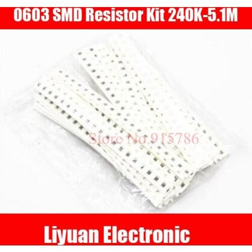 21valuesX20pcs=420pcs 0603 SMD Resistor Kit 240K-5.1M Assorted Kit 5% component diy samples kit