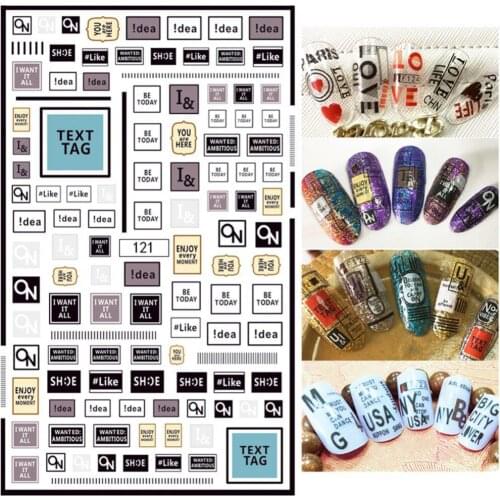 50% Hot Sale Fashion 3D English Letters Numbers Nail Sticker Full Cover Wrap Art Decoration