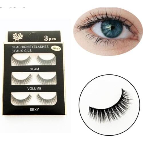 50set/lot 3Pairs/set 3D Handwork False Eyelash Synthetic Fiber Curl Natural Crisscross Eyelash Extensions Makeup Tools HA1868