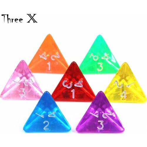 7PCS Transparent TRPG D4 Dice for DND 4 Sided Games Rainbow Colors Desktop Game Pieces Dnd,rpg