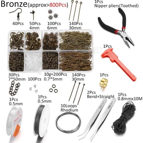 Alloy Accessories 1 box Jewelry findings Set Tools Pliers Open Jump Rings Earring Hook Eye Pins Jewelry Making Supplies Kit