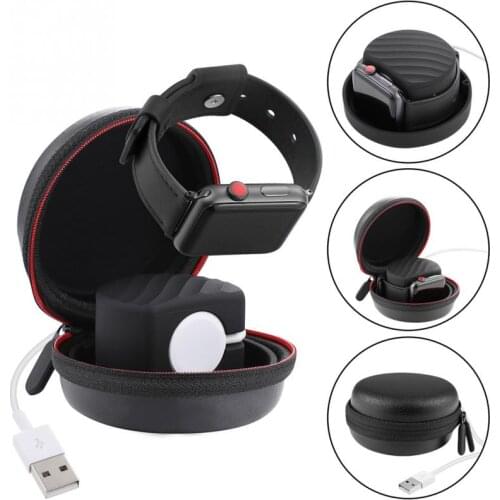 For Apple Watch Series 1/2/3/4 Portable Charger Charging Holder Dock Case Travel Hard Protective Bag Pouch Case Zipper Box Cover