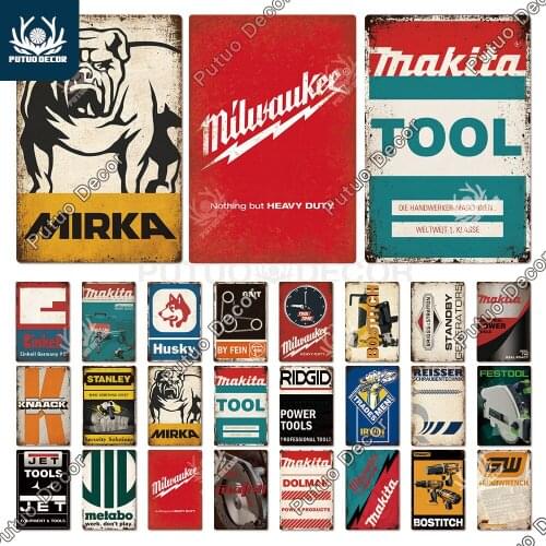 Putuo Decor Electric Tool Brand Vintage Metal Sign Tin Sign Wall Decor Plaque Garage Man Cave Club Workshop Decoration
