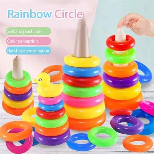 Newborn Childrens Pyramid Tower Stacking Circle Toys Baby Birth Early Education Montessori Toys Accessories For Toddlers 0 12M