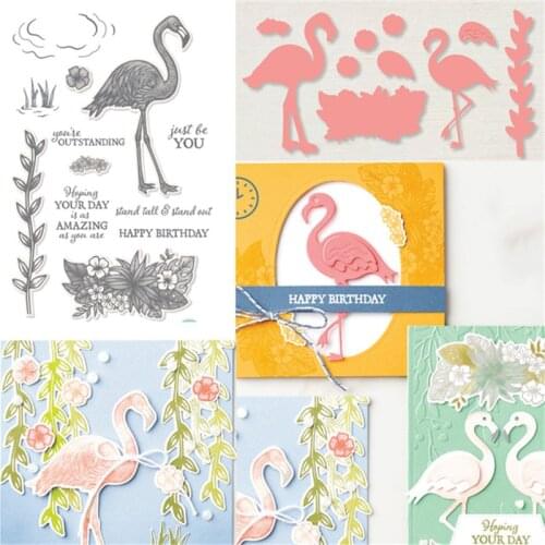 FRIENDLY FLAMINGO Metal Cutting Dies And Stamps Scrapbooking Dies Stencils for DIY Album Paper Card Decorative Christmas Dies