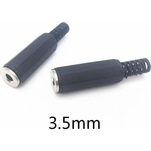 5pcs 3.5mm Two-channel Audio Connector Female Welding Jack Cold Pressure Solderless Socket Electric Adapter DIY black 3.5MM