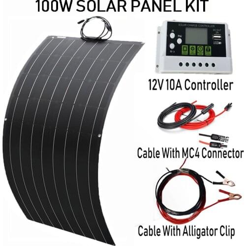 100W 200W Flexible Solar Panels System For Home 12v 24v High Efficiency Battery Charger Module