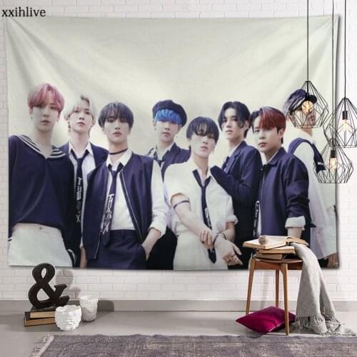 Custom Tapestry Kpop ATEEZ Singer Printed Large Wall Tapestries Hippie Wall Hanging Bohemian Wall Art Decoration Room Decor