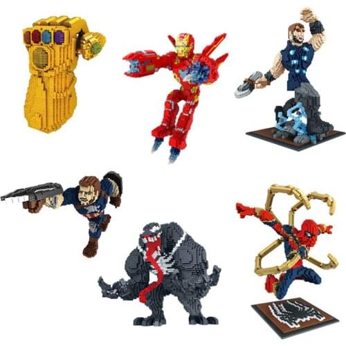 Hot marvel hero avengers Thanos Infinity Gauntlet Venom ironman thor spiderman Nomad figures brick micro diamond block toys gift