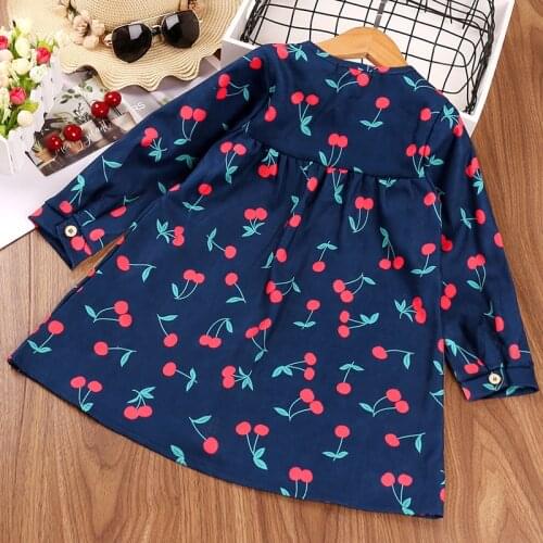 HE Hello Enjoy Girls Dresses 2020 New Autumn Casual Ruffles Yellow Cherry Full Sleeve Kids Dress for Baby Girl Cute Vestido