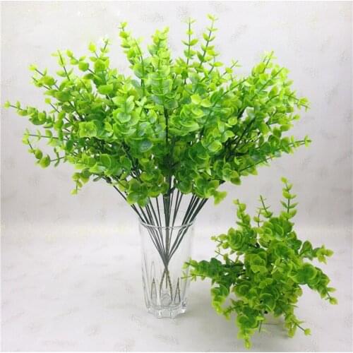 7Pcs/Bunch Artificial Flower Plastic Flower Eucalyptus Garden Aquatic Plants Used For Home Decoration Wedding Arrangement