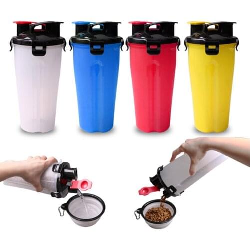 Pet Feeder Dog Water Bottle Collapsible Dog 2 in 1 Bottle Folding Bowl Travel Outdoor Food Water Drinking Fountain For Cat Dog