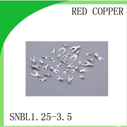 Red copper 1000 PCS SNBL1.25-3.5 Cold Pressed Terminal Connector 22AWG - 16AWG Fork Type terminal