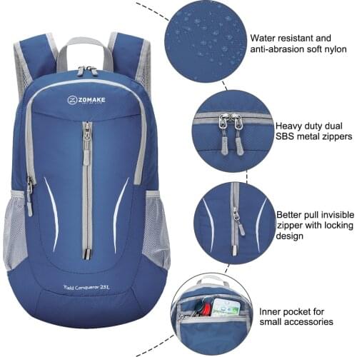 25L ZOMAKE Lightweight Packable Backpack Water Resistant Hiking Daypack, Small Travel Backpack for Women Men