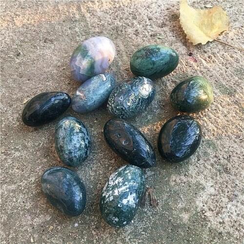 Natural Green Moss Agate Tumbled Stones Healing Crystal Stone