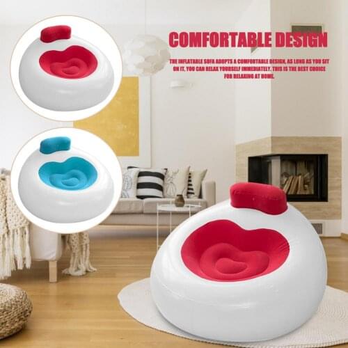 New Inflatable Lazy Sofa Chair Soft Portable Flocking Recliner With Backrest Round Lounge Chair for Travel Camping Picnic Beach