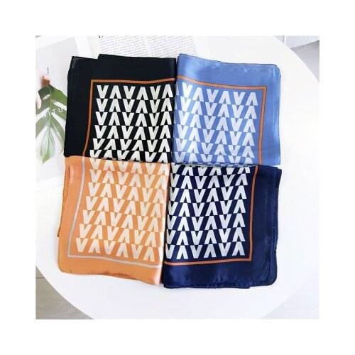 70*70cm New Trendy Letters Small Square Womens All-match Decorative Artistic Korean Small Silk Scarf