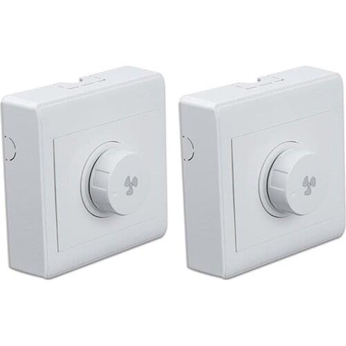 SHGO HOT-2Pcs Ceiling Fan Stepless Speed Governor Surface Mounted Fan Speed Switch
