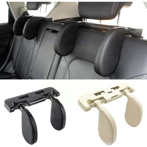 Adjustable Car Seat Headrest Pillow Head Neck Support Cushion Travel Sides Both Pad Leather Sleeping