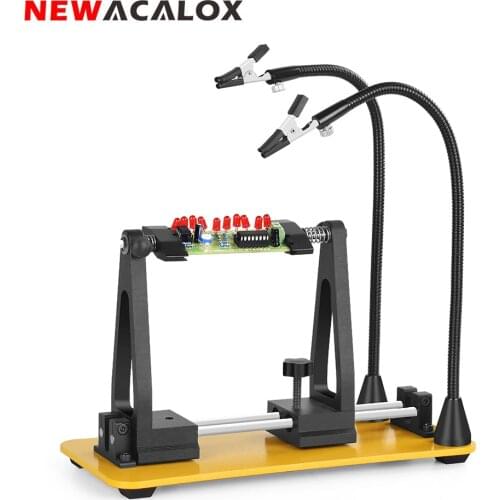 NEWACALOX Adjustable Soldering PCB Holder Tool 2PC Magnetic Flexible Arms Welding Third Hand Helping Hand Tool PCB Clip