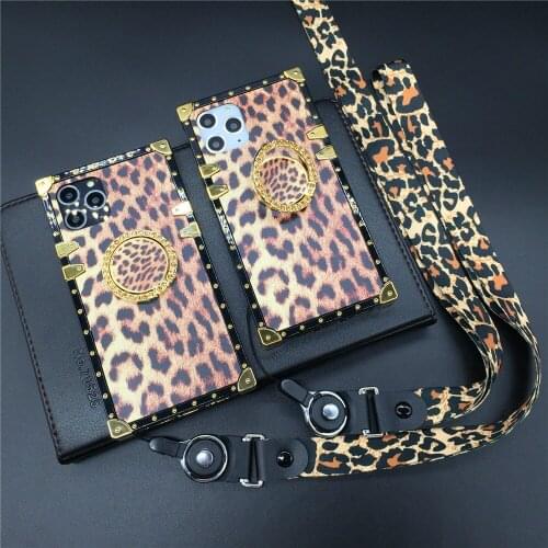 Luxury Glitter Fashion Leopard Print Cover Case for iPhone XS Max X XR 6 6S Soft Square Case for iphone 12 11 PRO MAX 7 8 Plus