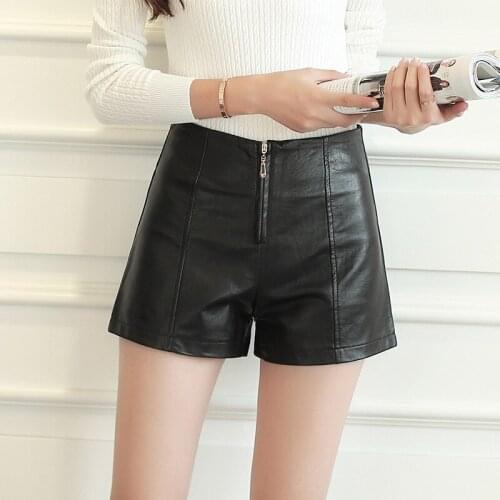S-2xl Leather Black Shorts Women New Pu Leather Shorts Women For Autumn 2020 Winter High Waist Short Feminino