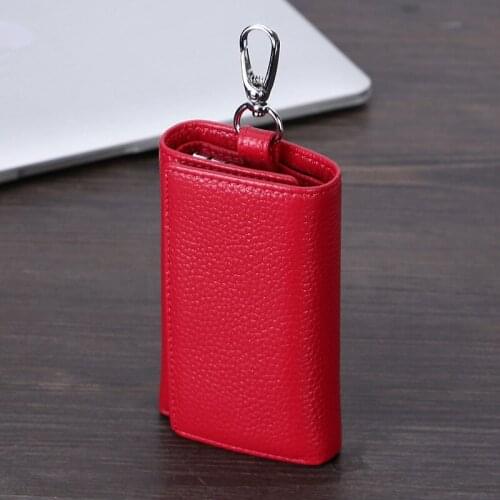 Three fold Genuine Leather Key Wallets Women Card holder Brand Mini Purse Small Zipper Coin Wallet Female Keys Organizer Case