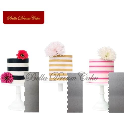 3pcs/set Stripe Stainless Steel Scraper Cake Spatulas Butter Cream Smoother Cake Comb Cake Decorating Tools Baking Cake Mould