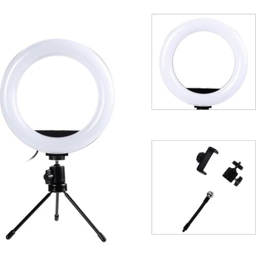 Photo LED Selfie Stick Ring Fill Light 8inch Dimmable Camera Phone Ring Lamp With Table Tripod For Makeup Video Live Studio