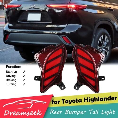 LED Rear Bumper Tail Light for Toyota Highlander Kluger 2020 2021 Brake Lamp Mustang Style with Dynamic Sequential Turn Signal