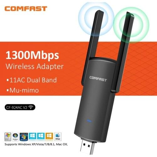 Comfast 1300Mbps USB Wireless WiFi Adapter Dual Band 2.4G&5.8G 2*2dBi Antenna WiFi Gigabit Network Card wi-fi Receiver PC Dongle